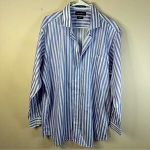 Blue & White Stripe Men's Dress Shirt